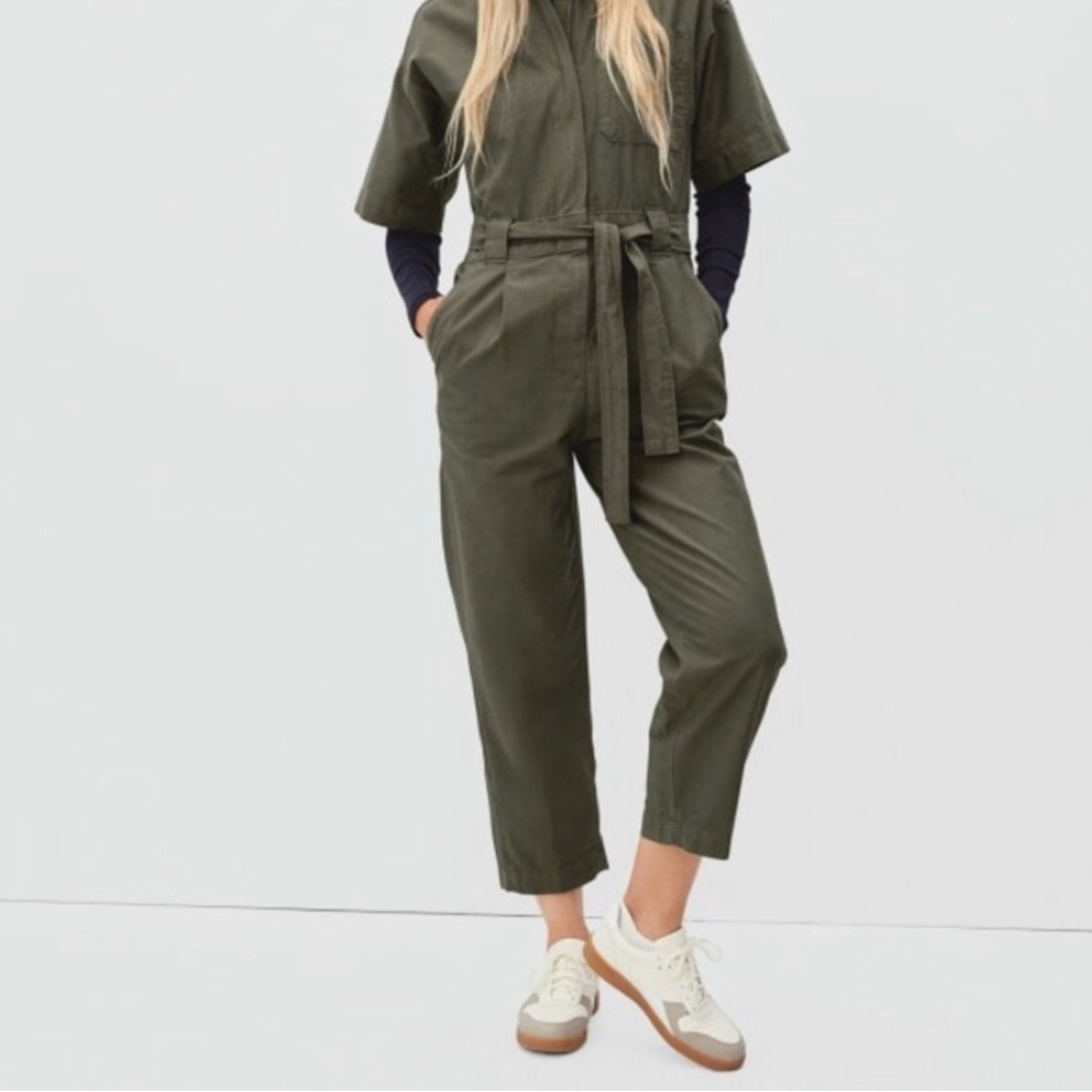 Everlane the Fatigue organic cotton Women's belted  olive coverall  Jumpsuit